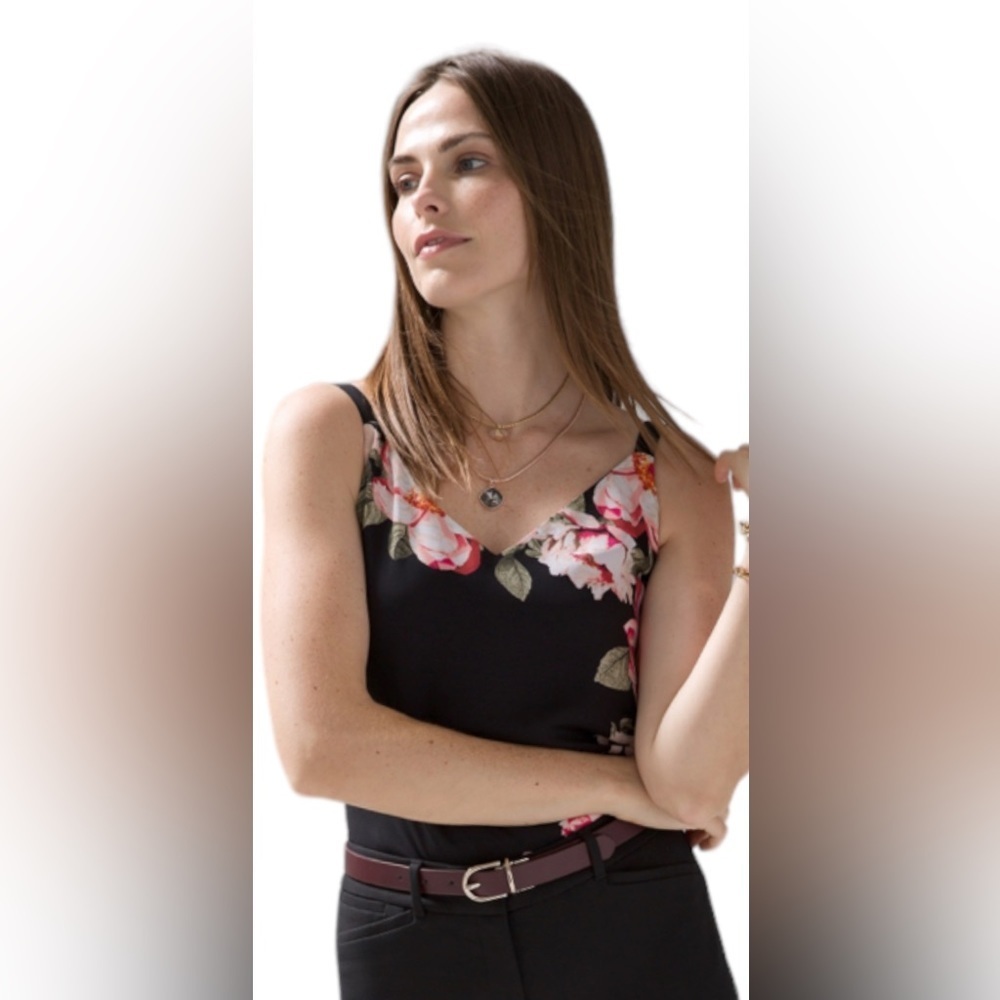 Women's Reversible Camisole, Peony Plac, Size L by White House Black Market​​